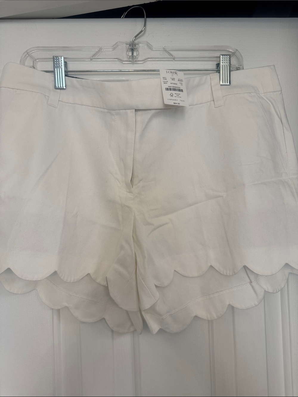 NWT J. Crew Factory White Scallop-Hem 4” Women's Shorts